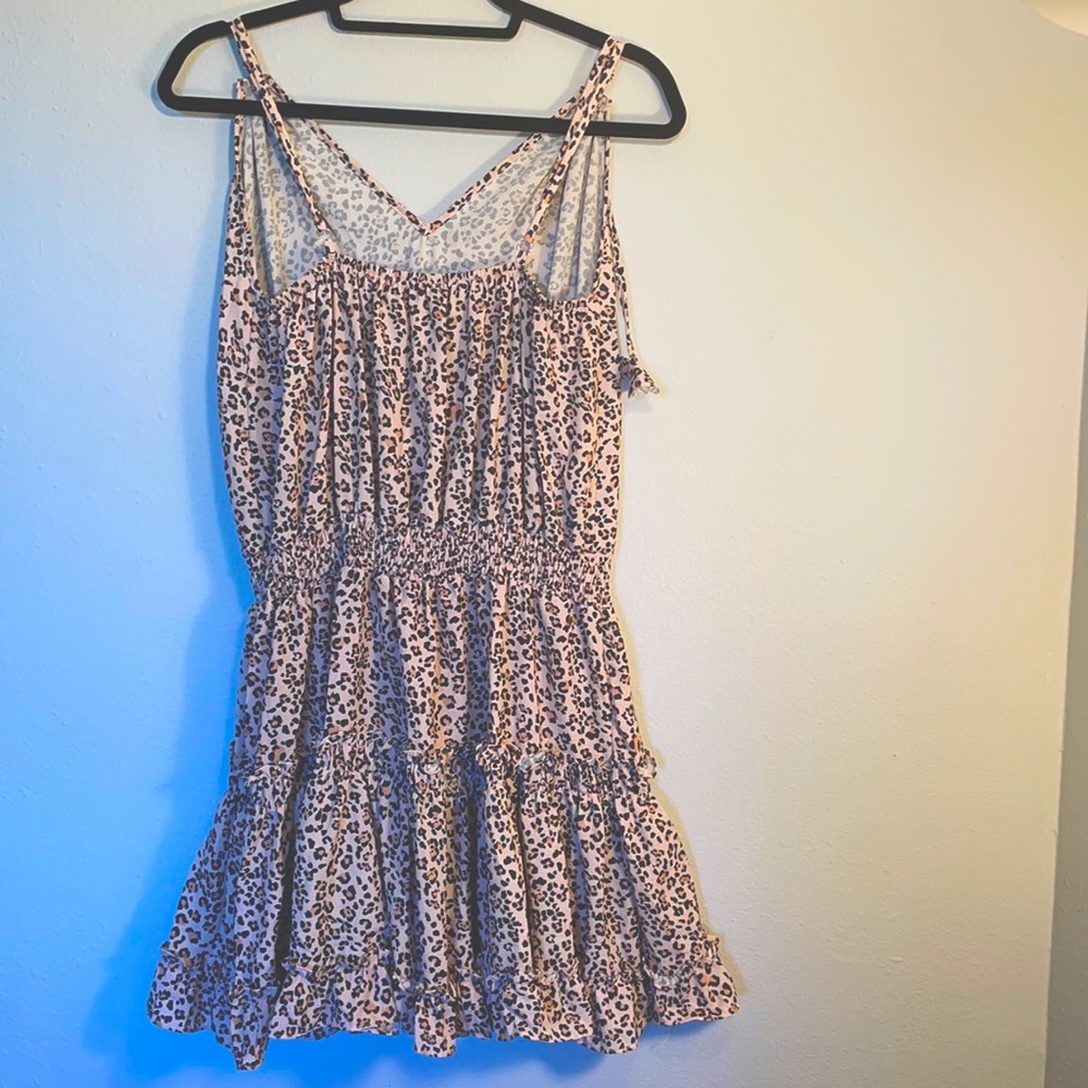 Leopard Print Ruffles Ruched Dress - Picture 2 of 4